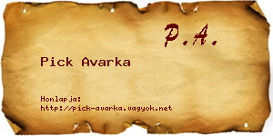 Pick Avarka névjegykártya